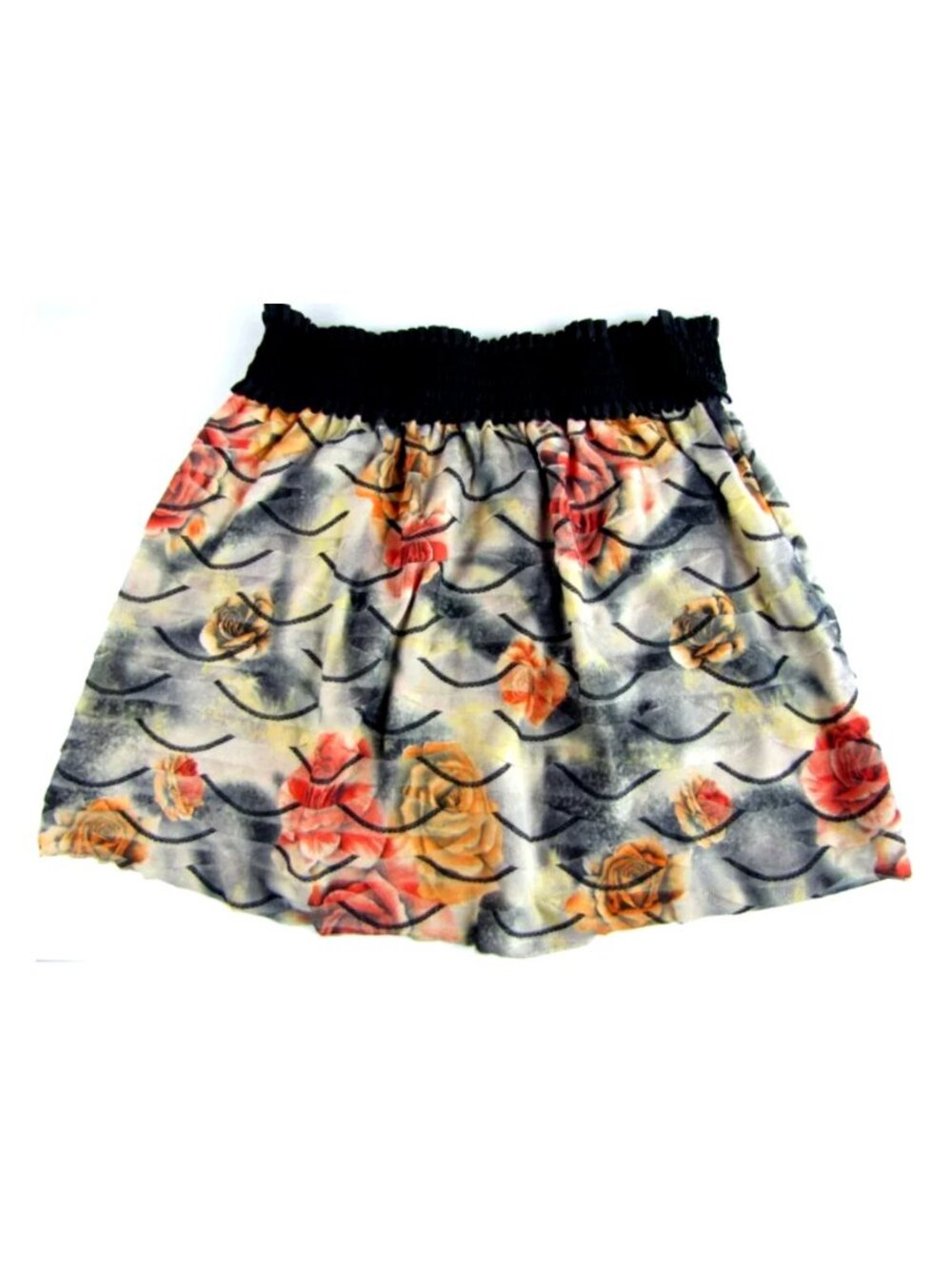 SALE! Floral Rose Ruffle Orange Pink Short Mini Skirt